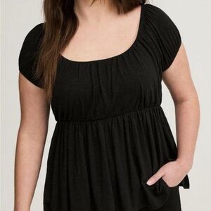 Torrid Black Puff Sleeve Peplum Blouse